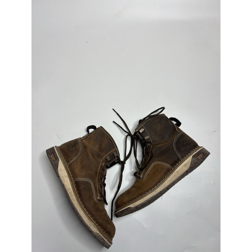 Georgia Boot AMP LT Wedge Women's 10 M Brown Leather Work Boot Workwear F2892-18